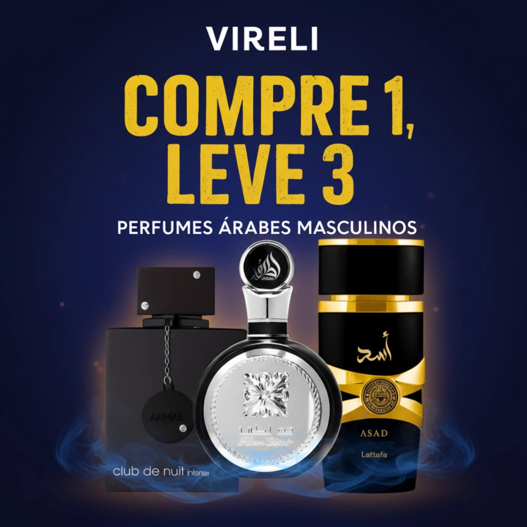 Compre 1 leve 3 Perfumes Árabes Masculinos (Asad Lattafa,Club de Nuit, Fakhar Black)