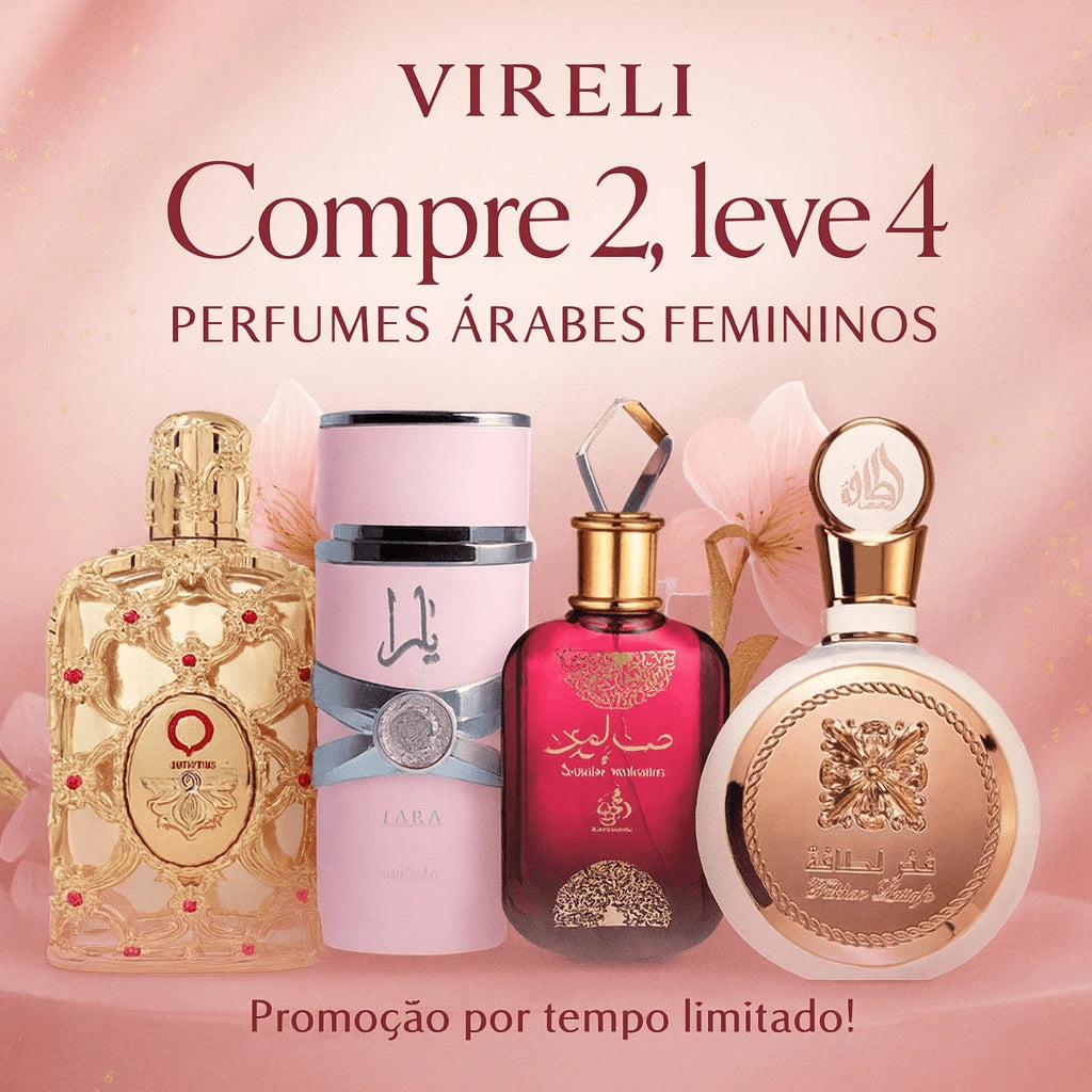 Compre 2 Leve 4 Perfumes Árabes femininos 100 ml - Yara, Royal Amber, Sabah Al Ward, Fakahr