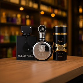 Compre 1 leve 3 Perfumes Árabes Masculinos (Asad Lattafa,Club de Nuit, Fakhar Black)